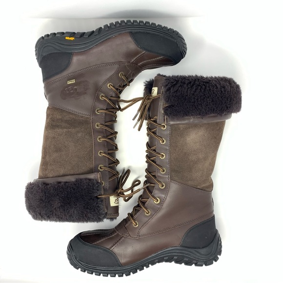 UGG Adirondack Vibram Tall Snow Boot Brown Leather Waterproof eVent Size 9 - Picture 5 of 13